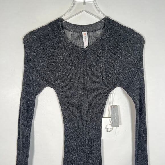 NEW! Daily Practice Anthropologie Sheer Sparkle Sweater Midi Dress MP Gray $118 - Picture 6 of 13